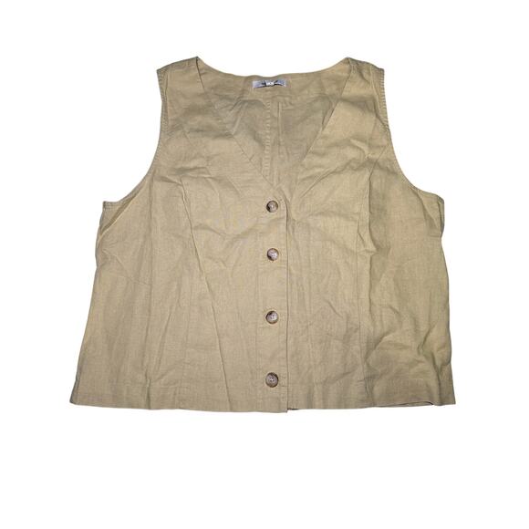 NWT Madewell tan button down linen single breasted tank top womens 10 coastal - Picture 1 of 7